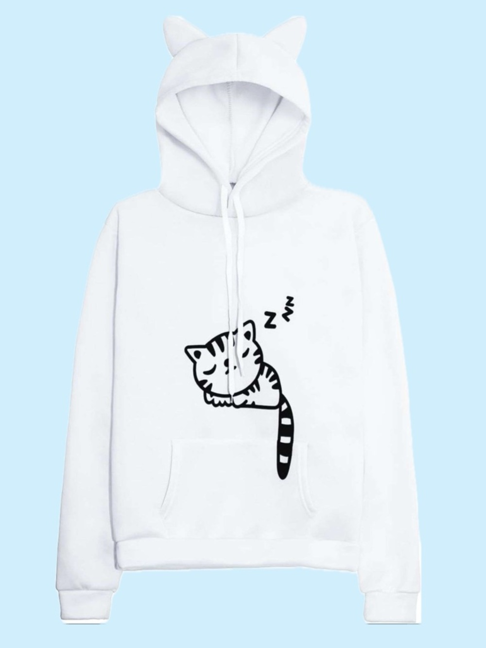 RGOSME Women Teen Girls Cat Hoodie Sweatshirt Pullover, size Large NWT